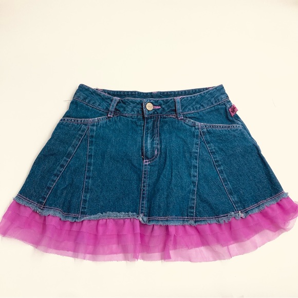 ❤️‍🔥 (5/20) Bratz Girl’s Jean Skirt with Tulle Ruffles Size 12 - Picture 1 of 5